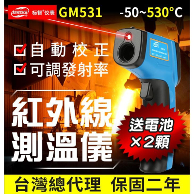 【傻瓜批發】(GM531)紅外線測溫儀 背光-50℃~530℃測試儀 可調發射率電子溫度槍 溫度計 雷射測溫槍 板橋可取