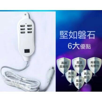 【傻瓜量販】(T309)6usb排插充電器 5A25W 六孔合一 手機 充電  保固一年-細節圖3