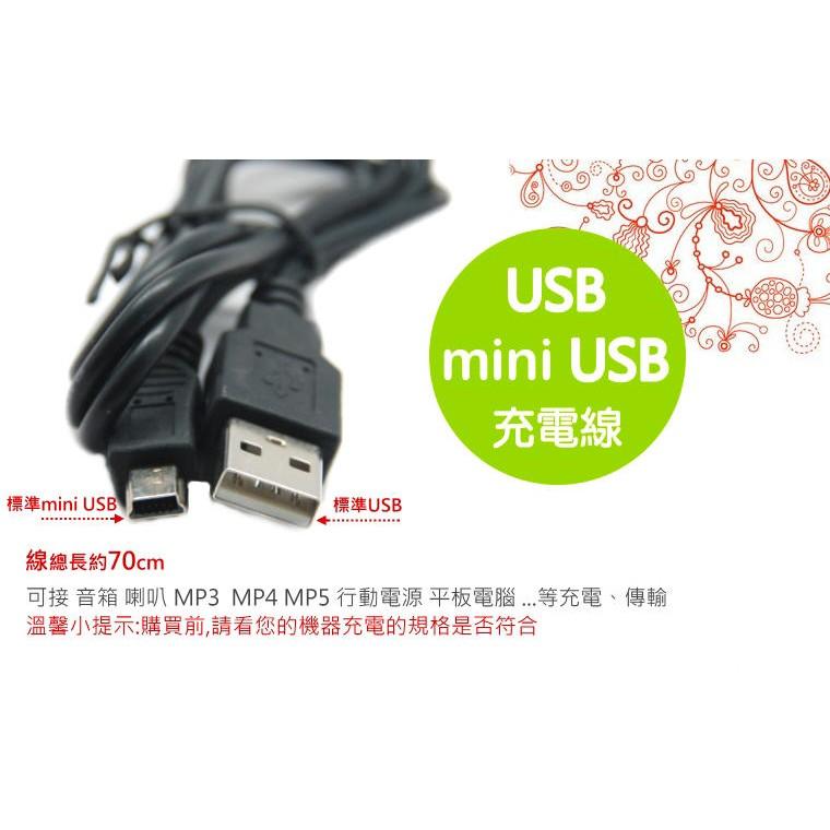 【傻瓜量販】USB mini USB充電線 電源線 轉接線 可用於  MP3 MP4 MP5 音箱 喇叭 板橋店自取-細節圖2