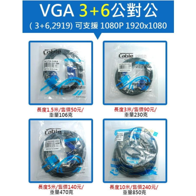 【傻瓜量販】VGA 連接線 公對公 3+6 1.5米 3米 5米 10米 15米 20米 30米 40米 50米 螢幕線