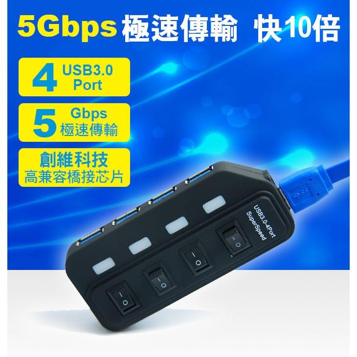 【傻瓜量販】H342 USB3.0 4Port HUB 4孔 獨立開關 平板筆記型電腦 可2TB硬碟 集線器 板橋自取-細節圖2