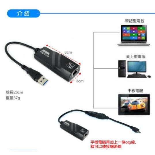 【傻瓜量販】(H600)USB3.0轉RJ45千兆網卡1000M乙太網路卡Gigabit瑞昱芯片RTL8153 板橋現貨-細節圖2