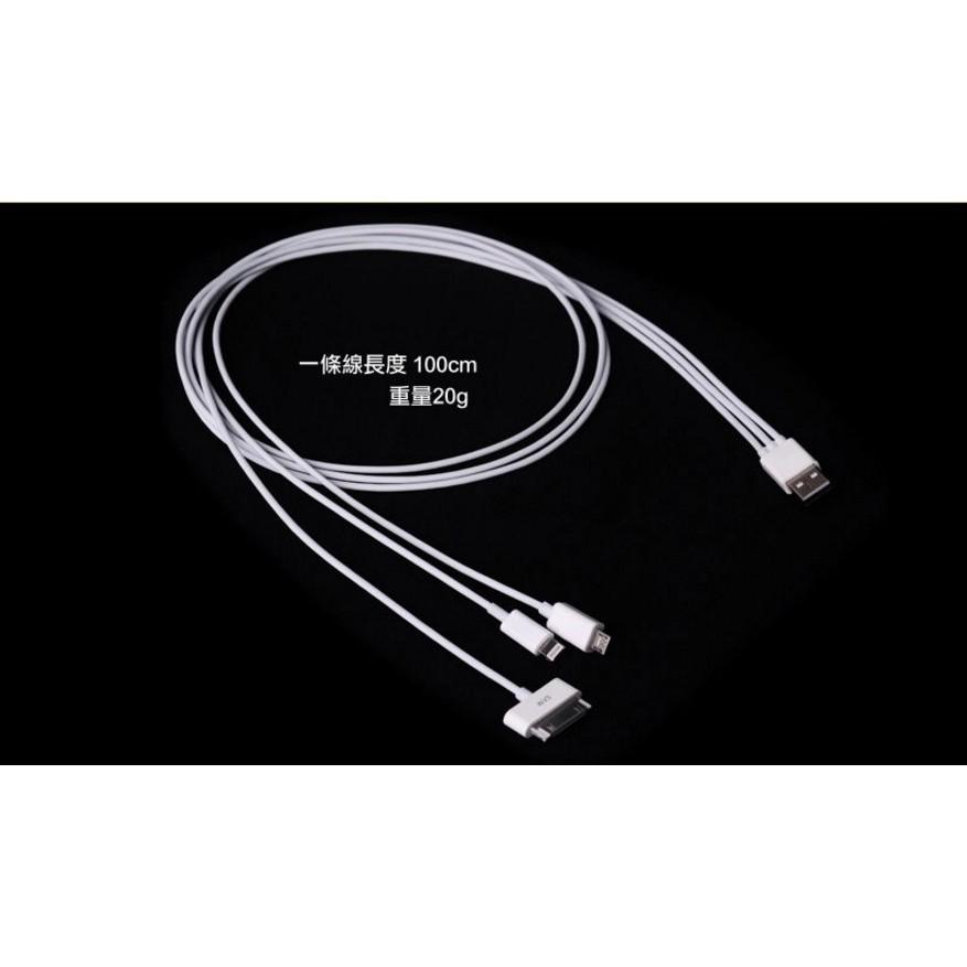 【傻瓜批發】(C505)一拖三快充線 1米3合1 充電線 一分三 micro USB lightning 30pin-細節圖2