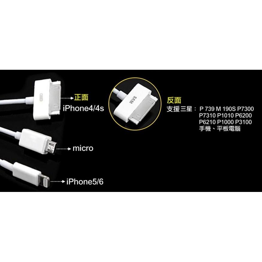 【傻瓜批發】(C505)一拖三快充線 1米3合1 充電線 一分三 micro USB lightning 30pin-細節圖3