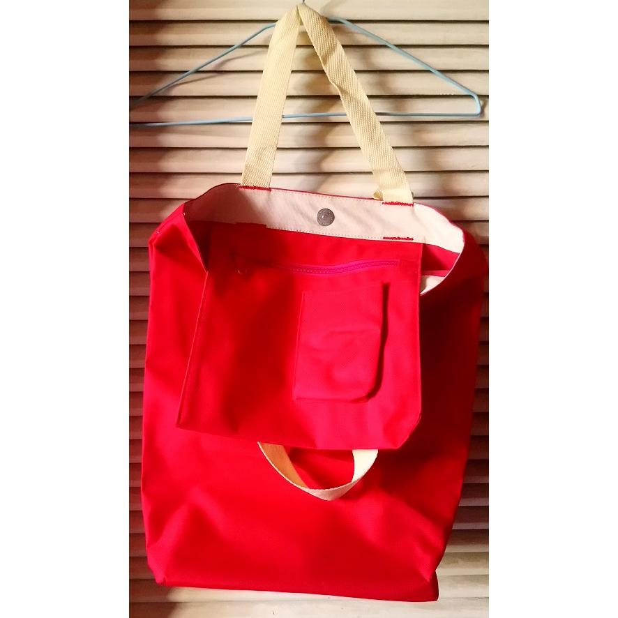 紅色 綠色 大提袋 購物袋 環保袋 保養品袋 妝飾袋-細節圖3