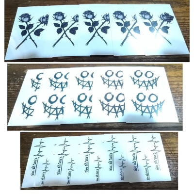 植物油墨環保紋身貼 紋身貼紙 漸黑刺青貼 果膠紋身改良版 紙張長寬大約:5.7*9.6cm