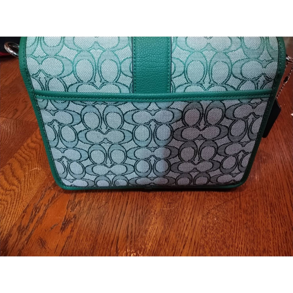 綠色 真皮 高尚 氣質 金吊飾 中款 黛妃包 手提包 斜背包  長寬高:8*18*25cm-細節圖3