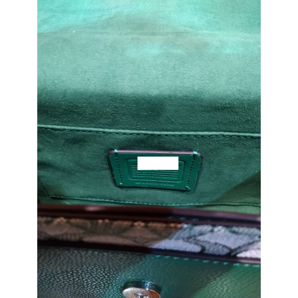 綠色 真皮 高尚 氣質 金吊飾 中款 黛妃包 手提包 斜背包  長寬高:8*18*25cm-細節圖5