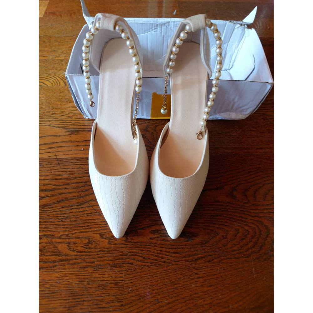 高跟涼鞋高品質  高跟鞋 跟鞋大尺碼 一字帶高跟鞋 性感高跟鞋 珍珠一字扣带凉鞋 性感細跟鞋 涼鞋-細節圖2