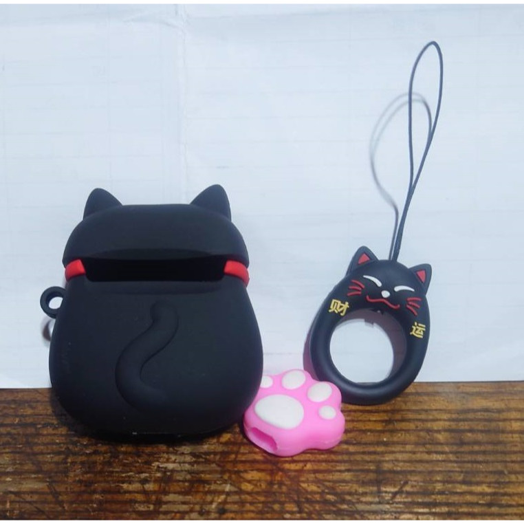 台灣出貨 招財貓 Airpods 保護套 招財貓咪 金錢貓 硅膠防摔耳機套 蘋果無線藍牙耳機Airpods Pro-細節圖2