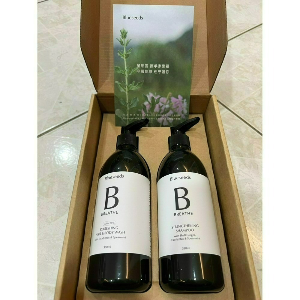 Blueseeds 芙氣雋永植萃禮盒 月桃尤加利葉薄荷強健洗髮露 +尤加利薄荷全身潔淨露-細節圖2