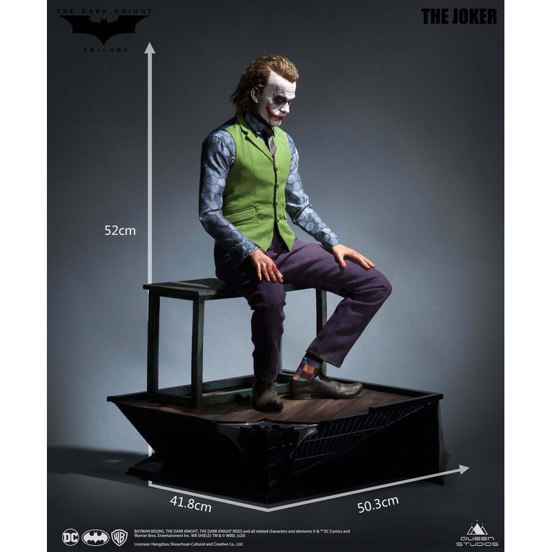現貨 Queen Studios QS 蝙蝠俠 黑暗騎士 1:3 小丑 希斯萊傑 全身雕像 植髮限量版本-細節圖3