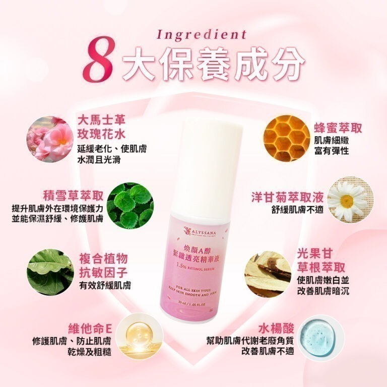 【FB社團】ALYSSANA 煥顏A醇緊緻透亮精華液30ml/瓶-細節圖2