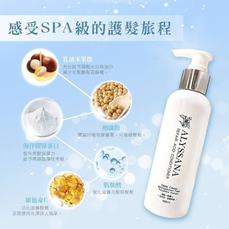 【FB社團團購】ALYSSANA 果酸一點靈高效修護護髮素150ml/瓶 免沖洗 可直接下單-細節圖4