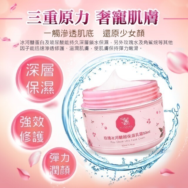 【FB社團團購】ALYSSANA 玫瑰冰河醣超保濕乳霜50ml/瓶 全方位保濕滋潤 乾燥肌剋星 可直接下單-細節圖3