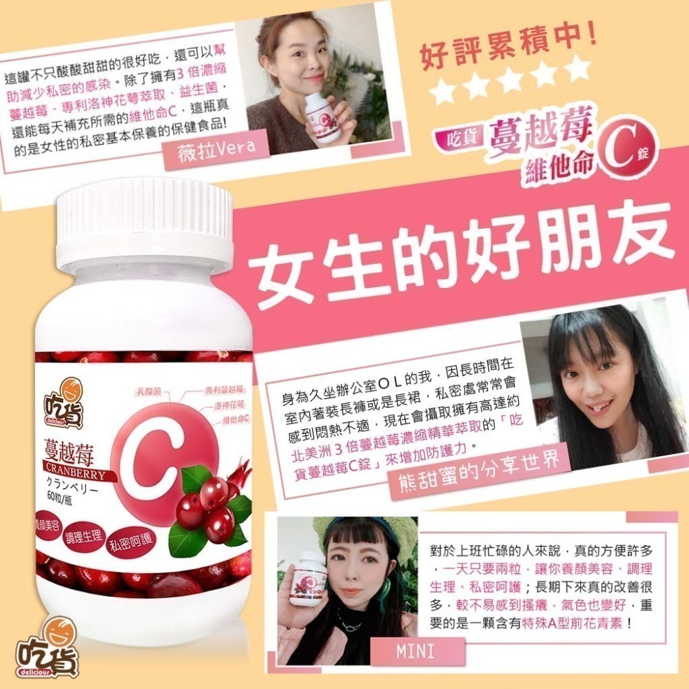 吃貨 蔓越莓維他命C錠(60錠/瓶)  私密呵護 調節生理 養顏美容-細節圖4