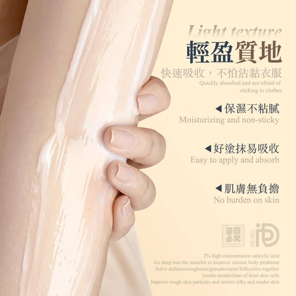 Dr.Rell 2%水楊酸煥膚身體乳200ml 粉刺剋星✨背痘掰掰-細節圖5