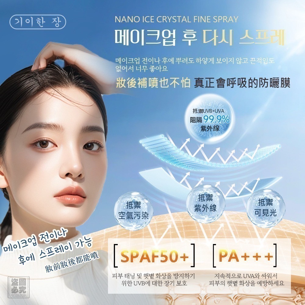 奇麗庄 冰晶防曬噴霧90ml SPF50+PA+++冰涼感防曬 淡柑橘香 可上飛機捷運 全身可用-細節圖4