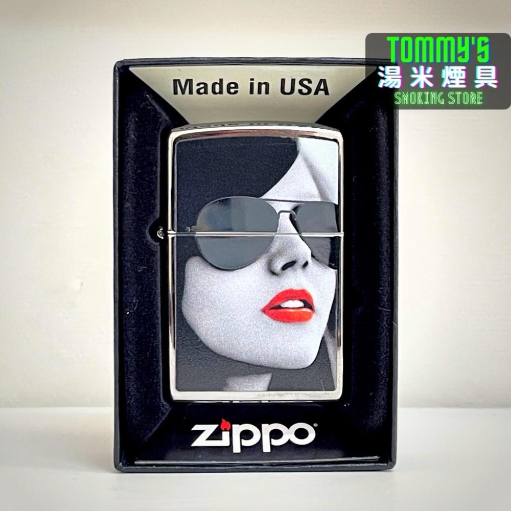 『實體店面🏠』正品 美國 ZIPPO 打火機『墨鏡女郎』鍍鉻鏡面拋光『型號28274』-細節圖6