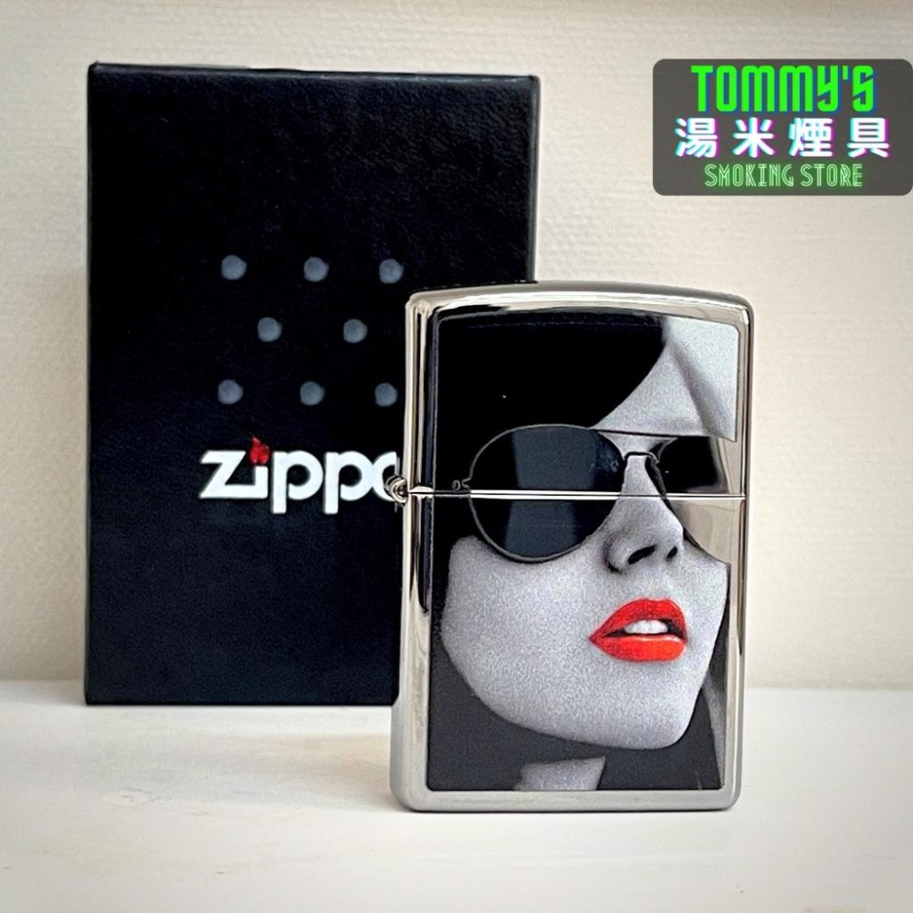 『實體店面🏠』正品 美國 ZIPPO 打火機『墨鏡女郎』鍍鉻鏡面拋光『型號28274』-細節圖7