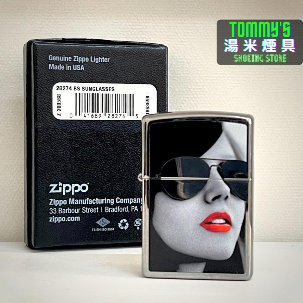 『實體店面🏠』正品 美國 ZIPPO 打火機『墨鏡女郎』鍍鉻鏡面拋光『型號28274』-細節圖8