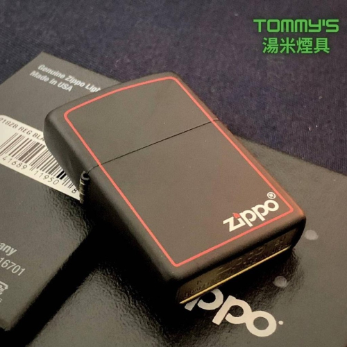 『實體店面』正品 美國Zippo 打火機-消光烤漆機殼『紅框消光黑』型號218ZB『湯米煙具』