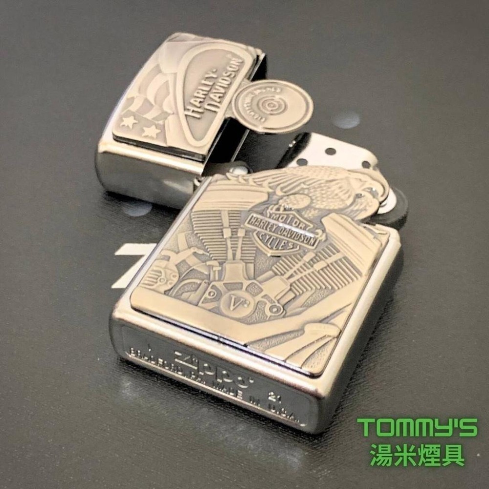 『實體店面🏠』正品 美國Zippo 打火機- 哈雷系列-鍍鉻刷舊機身『V2引擎』型號29266『湯米煙具』-細節圖2