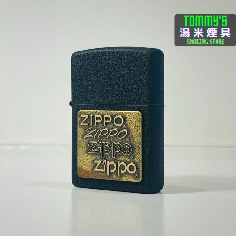 『實體店面🏠』正品 美國 ZIPPO 打火機-4代LOGO浮雕『黑裂紋黃銅貼片 』型號362『湯米煙具』-細節圖2