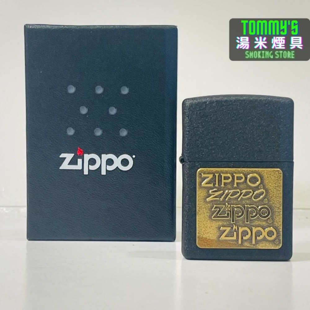 『實體店面🏠』正品 美國 ZIPPO 打火機-4代LOGO浮雕『黑裂紋黃銅貼片 』型號362『湯米煙具』-細節圖6