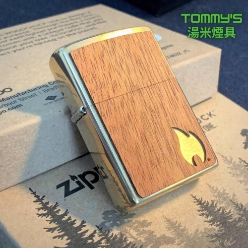 『實體店面🏠』正品 美國Zippo 打火機-WOODCHUCK『桃花心木貼片』拉絲黃銅機身-型號29901