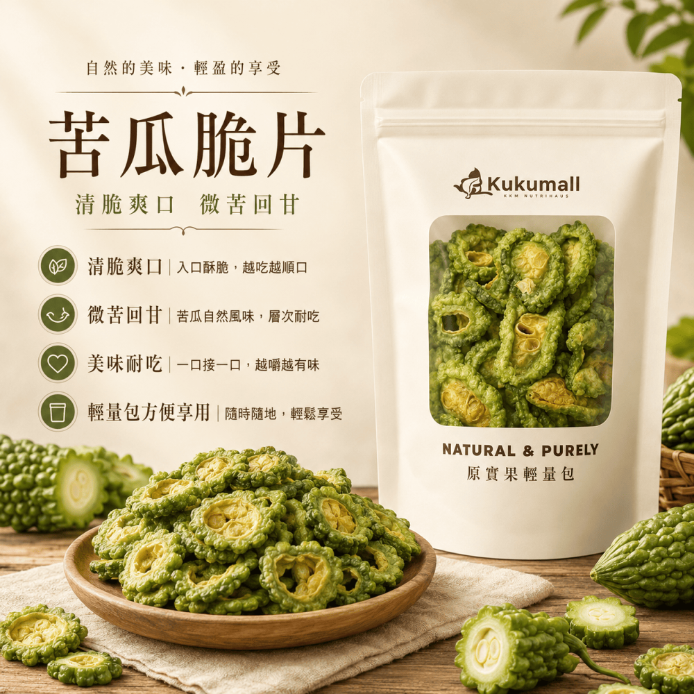 【KKM營養屋】苦瓜脆片 100g/袋 苦瓜乾 蔬果乾 綜合蔬果乾 酥脆香甜 清爽 低卡零食 風味獨特-細節圖2