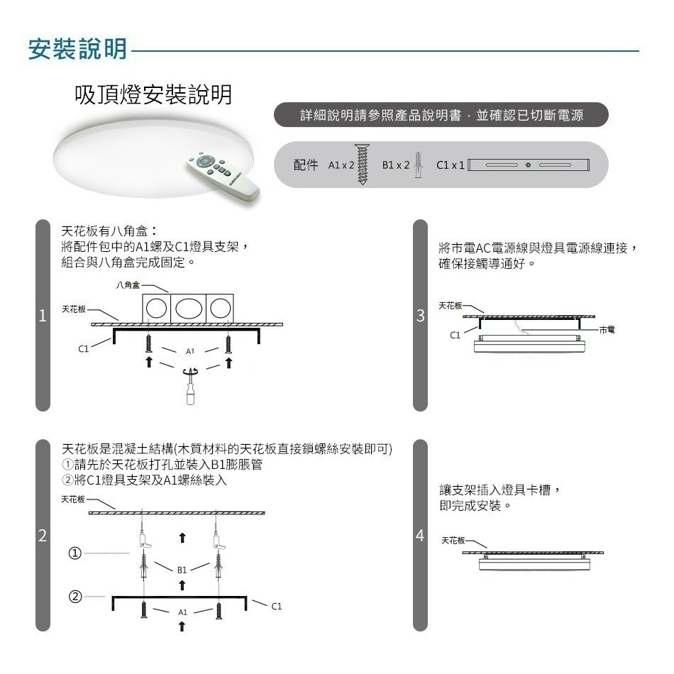 含稅 EVERLIGHT 億光 LED 星晴 30W/50W 遙控 調光調色 吸頂燈 輕巧型 全電壓-細節圖4