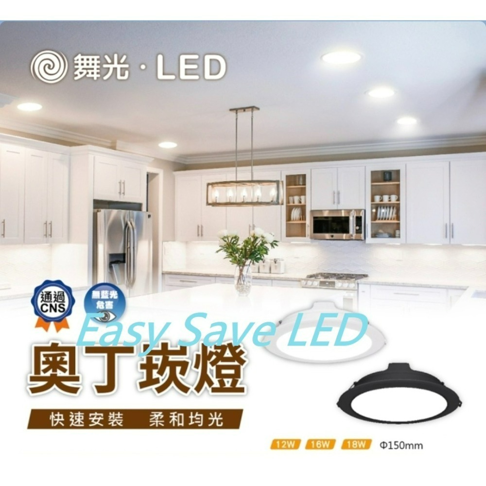 含稅 DANCELIGHT 舞光 奧丁崁燈 12cm 12W /15cm 12/16/18W(黃光/自然光/白光)全電壓-細節圖2