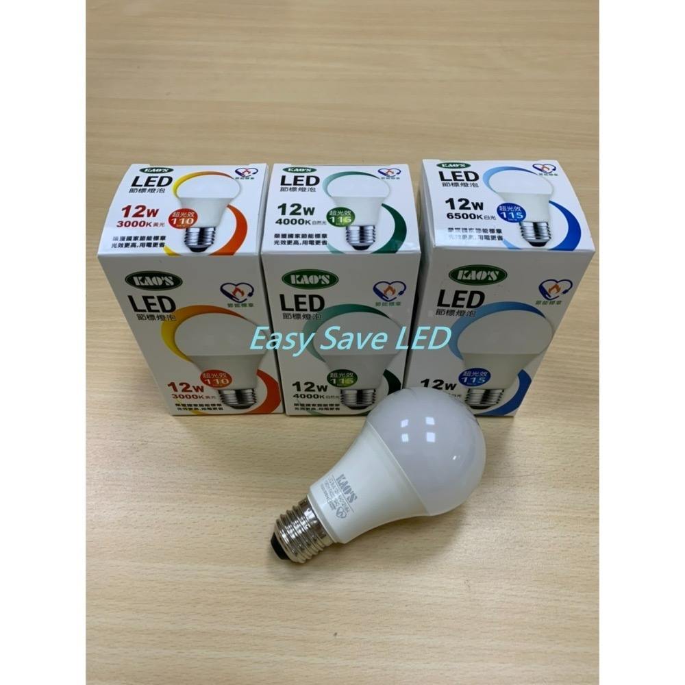 含稅 KAOS LED E27 燈泡 高效能7.5W ; 節能標章9.5/12/15W (黃光/自然光/白光) 全電壓-細節圖4