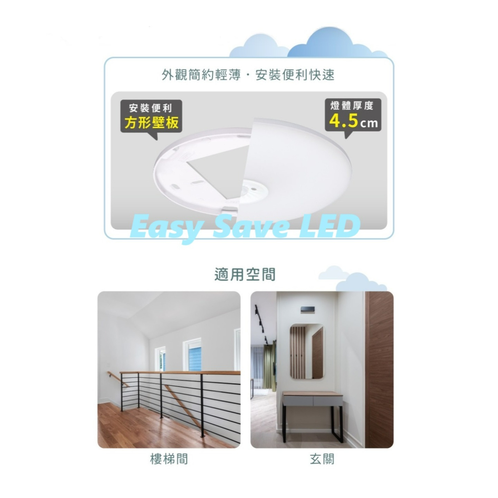 含稅 DANCELIGHT 舞光 LED 雲朵紅外線感應吸頂燈 可切換日夜模式 16W(黃光/自然光/白光) 全電壓-細節圖5
