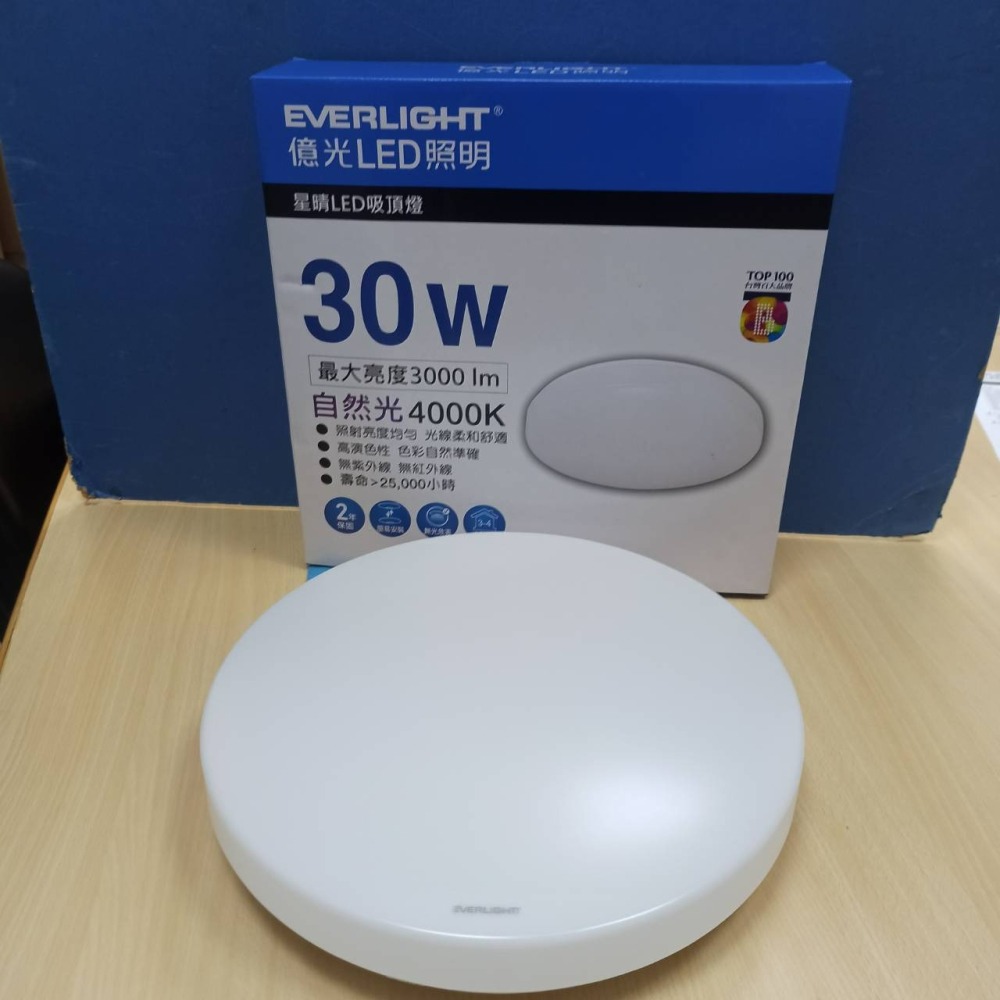 含稅 EVERLIGHT 億光 LED 星晴 30W/50W 單色版 吸頂燈 (自然光/白光) 全電壓-細節圖4