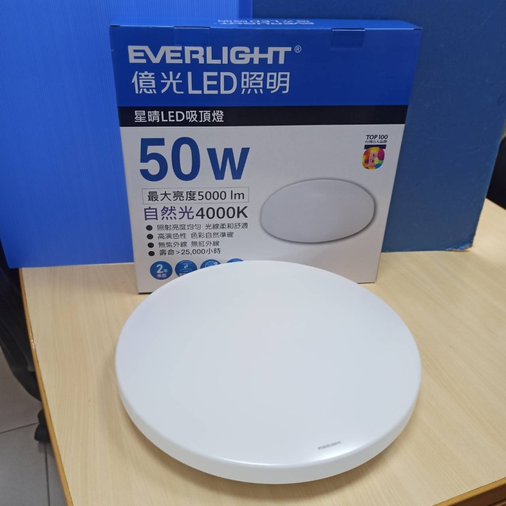 含稅 EVERLIGHT 億光 LED 星晴 30W/50W 單色版 吸頂燈 (自然光/白光) 全電壓-細節圖5
