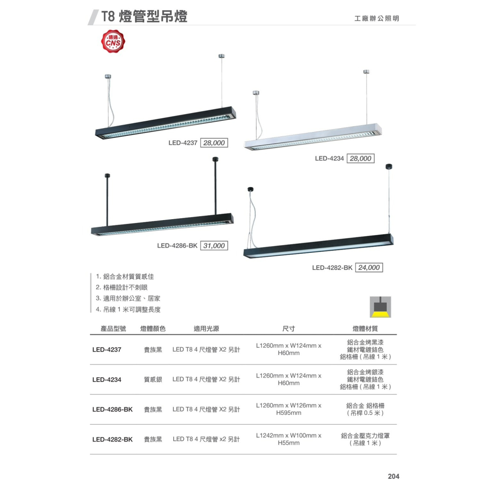 含稅 DANCELIGHT 舞光 T8 4尺 燈管型 吊燈 燈具 單管/雙管 不含燈管 空台 全電壓-細節圖2