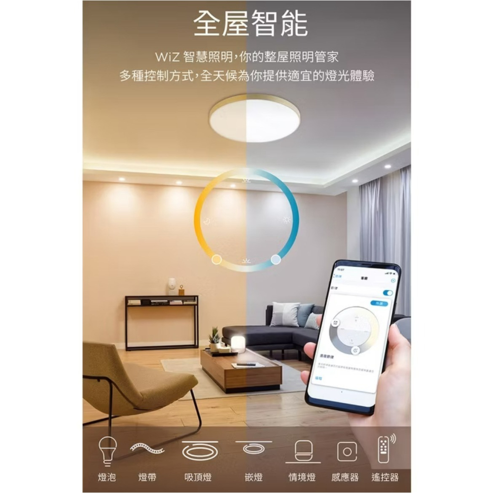 含稅 PHILIPS 飛利浦 Smart LED WiZ 智慧照明 美妍智慧 LED吸頂燈 星光銀 璀璨金-細節圖8