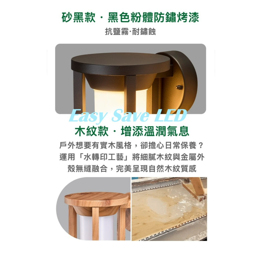 含稅 Dancelight 舞光 IP55 E27 珊迪防水壁燈 附6.5W燈絲燈泡*1顆 全電壓-細節圖3