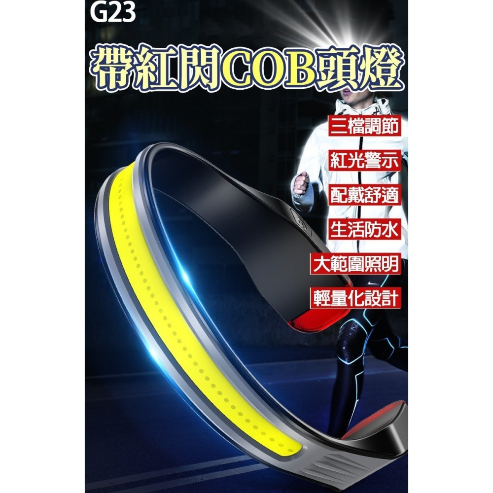 閱讀燈掛脖燈工作燈 掛肩燈 COB泛光頭燈 Type-C充電 跑步燈三擋調節尾部紅白光顯示-細節圖7