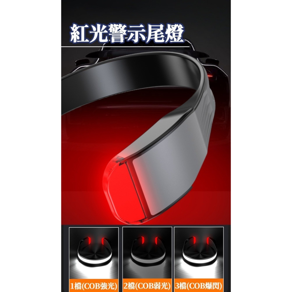 閱讀燈掛脖燈工作燈 掛肩燈 COB泛光頭燈 Type-C充電 跑步燈三擋調節尾部紅白光顯示-細節圖8
