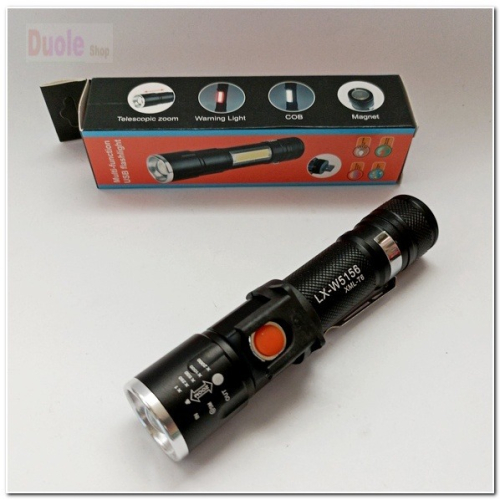 USB充電可調焦工作燈手電筒/CREE XM-L T6 超亮手電筒內含充電電池/後方強磁