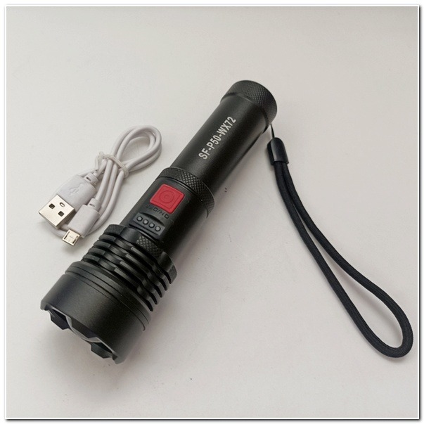 SF-P50-WX72 P50手電筒強光內建鋰電池 4燈電量指示 USB充電手電筒 P50手電筒 強光手電筒-細節圖2
