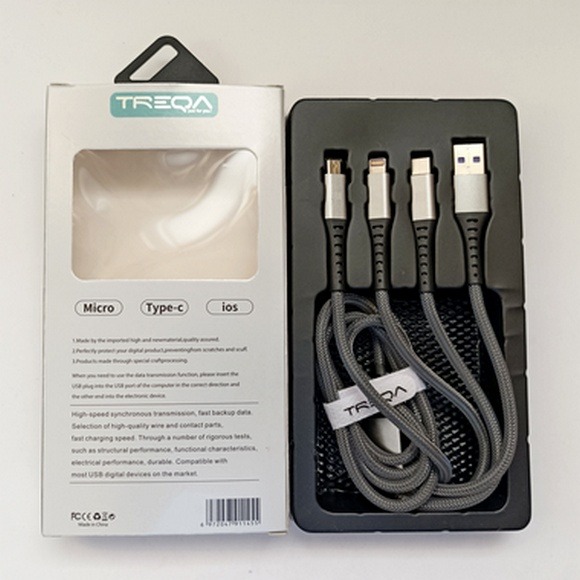 TREQA 100W編織三合一快充線 傳輸線 充電線 快速充電線 閃充線 蘋果 安卓 type-C 充電線 快充線蘋果安-細節圖6