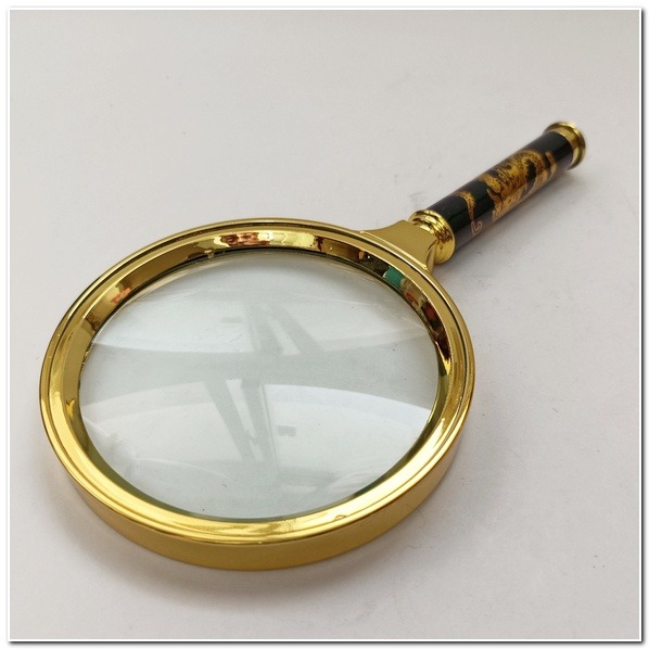 龍柄放大鏡/80mm5倍放大鏡/豪華金色電鍍/木柄-細節圖4