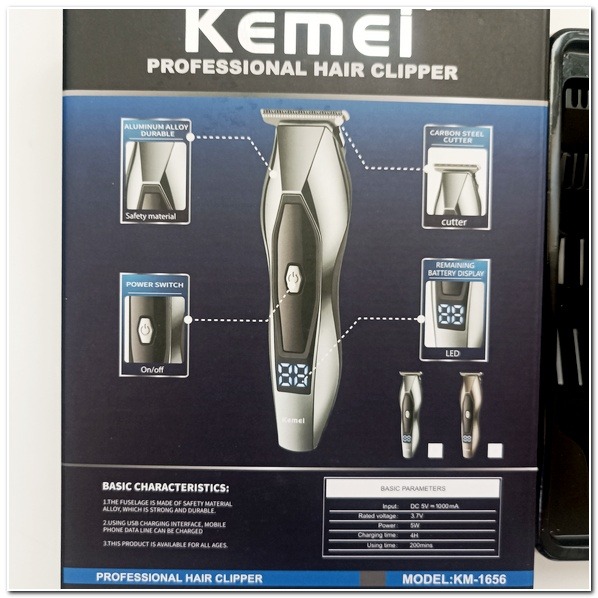 Kemei Km-1656專業理髮器 修剪器 理髮器 科美理髮剪充電式 電推剪/數字電量指示-細節圖2