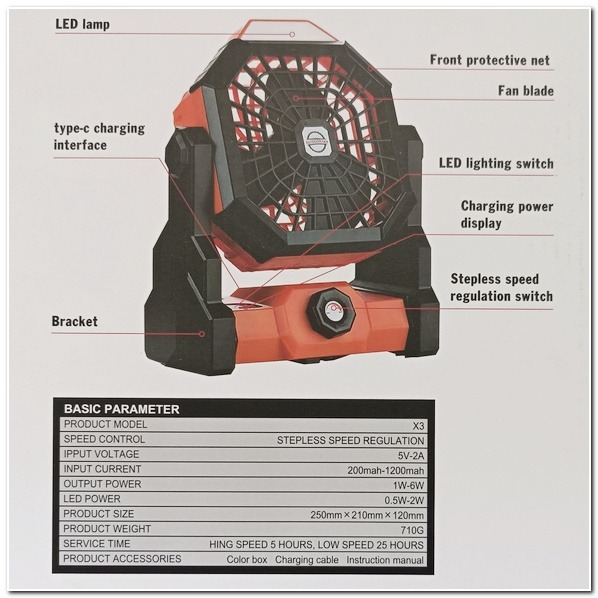 戶外強力露營風扇 USD充電式 露營風扇 風扇 風扇燈 露營電風扇 露營電扇超長續航 手提扇-細節圖8