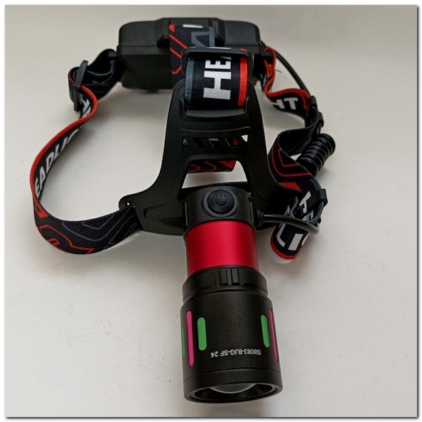 SF 24白激光 變焦強光頭燈防水 釣魚頭燈 頭戴式頭燈 激光炮 夜釣燈 露營 登山 戶外照明附18650鋰電池*1-細節圖6