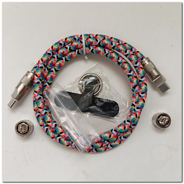 掛繩充電線二合一 七彩掛繩夾片充電線 Type-C快充線 TC to TC 適用三星/蘋果iPhone15/16等 數據-細節圖5